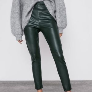 Green Zara Leather Pants 